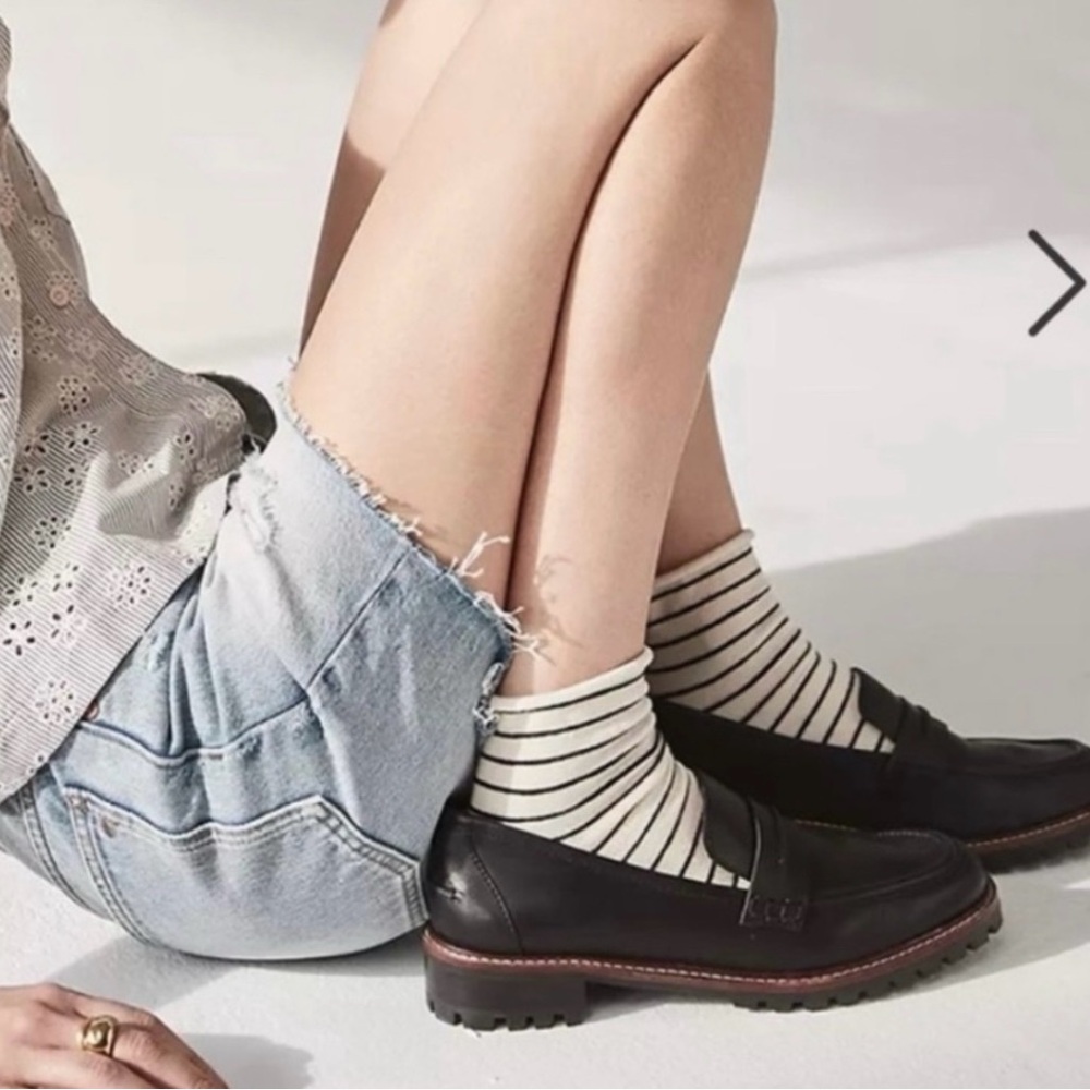 Madewell Black Leather Corrine Lugsole Loafers